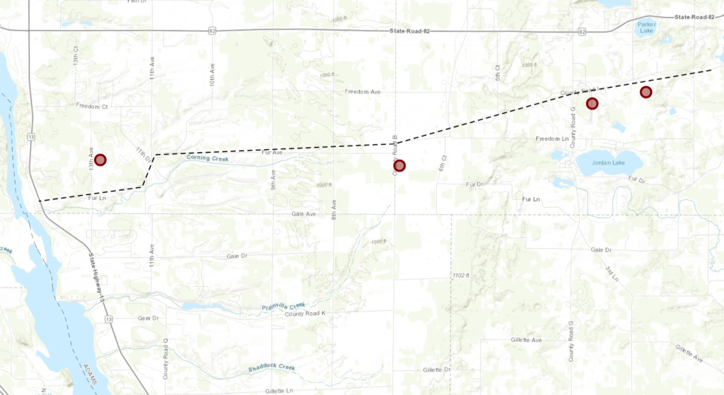 Drone flights near airports, route query results on map.