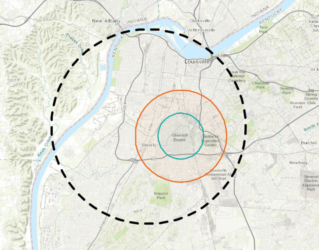 Temporary Flight Restriction results shown on map